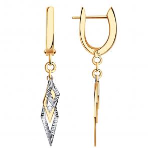 Золотые серьги Золотые узоры с цирконием 68-0066 фото