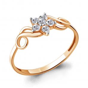 Золотое кольцо AQUAMARINE с фианитом 68003А фото