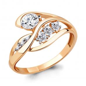 Золотое кольцо AQUAMARINE с фианитом 68414А фото