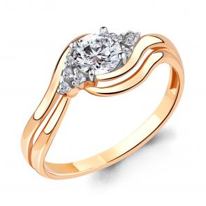 Золотое кольцо AQUAMARINE с фианитом 68415А фото