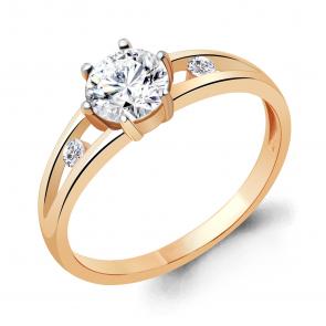 Золотое кольцо AQUAMARINE с фианитом 68784 фото