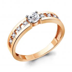 Золотое кольцо AQUAMARINE с фианитом 68857А фото