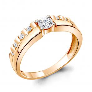 Золотое кольцо AQUAMARINE с фианитом 68862А фото