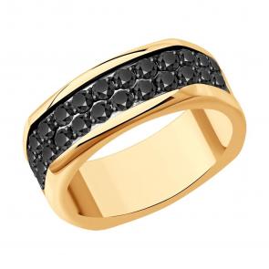 Золотое кольцо SOKOLOV с чёрным бриллиантом 7010109 фото