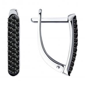 Серьги из белого золота SOKOLOV с чёрным бриллиантом 7020010 фото