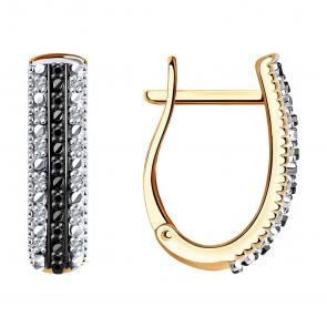 Золотые серьги SOKOLOV с бриллиантом и чёрным бриллиантом 7020101 фото