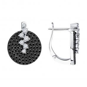 Золотые серьги SOKOLOV с бриллиантом и чёрным бриллиантом 7020118-3 фото