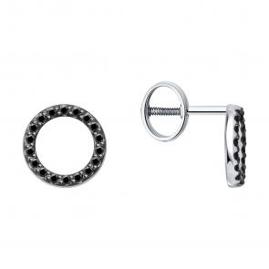 Золотые серьги SOKOLOV с чёрным бриллиантом 7020172 фото