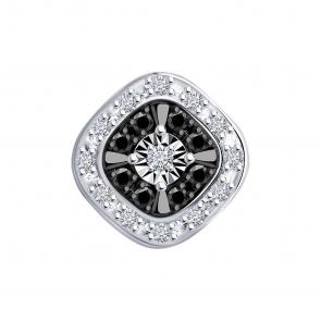 Подвеска из белого золота SOKOLOV с бриллиантом и чёрным бриллиантом 7030011-3 фото