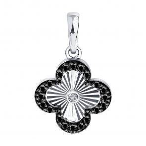 Золотая подвеска SOKOLOV с бриллиантом и чёрным бриллиантом 7030025-3 фото