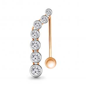 Золотой пирсинг в пупок AQUAMARINE с фианитом 70583А фото