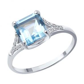 Кольцо из белого золота SOKOLOV с топазом и бриллиантом 71-00064-3 фото