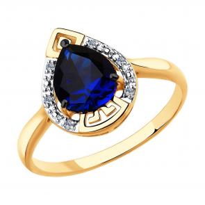 Золотое кольцо SOKOLOV с бриллиантом и сапфировым корундом 71-00175 фото