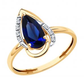 Золотое кольцо SOKOLOV с бриллиантом и сапфировым корундом 71-00234 фото