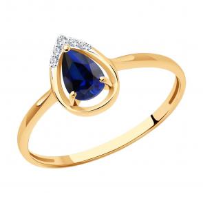Золотое кольцо SOKOLOV с бриллиантом и сапфировым корундом 71-00248 фото