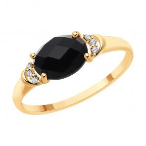 Золотое кольцо SOKOLOV с бриллиантом и агатом 71-00278 фото