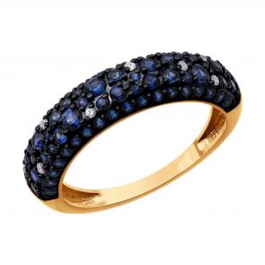 Золотое кольцо SOKOLOV с бриллиантом и сапфировым корундом 71-00300 фото