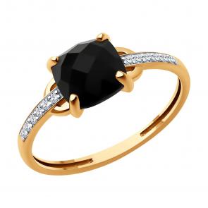 Золотое кольцо SOKOLOV с бриллиантом и агатом 71-00309 фото