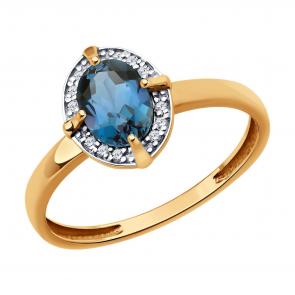 Золотое кольцо SOKOLOV с бриллиантом и гитротермальным александритом 71-00330 фото