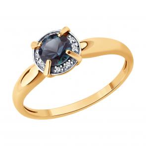 Золотое кольцо SOKOLOV с бриллиантом и александритом 71-00336 фото