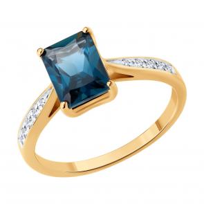 Золотое кольцо SOKOLOV с бриллиантом и Лондон топазом 71-00340 фото