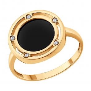 Золотое кольцо SOKOLOV с бриллиантом и агатом 71-00404 фото