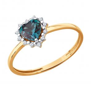 Золотое кольцо SOKOLOV с бриллиантом и александритом 71-00406 фото