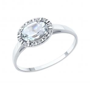 Золотое кольцо SOKOLOV с бриллиантом и горным хрусталём 71-00408-3 фото