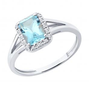 Золотое кольцо SOKOLOV с топазом и бриллиантом 71-00416-3 фото