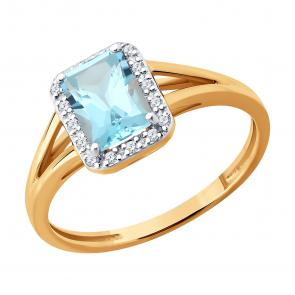 Золотое кольцо SOKOLOV с топазом и бриллиантом 71-00416 фото