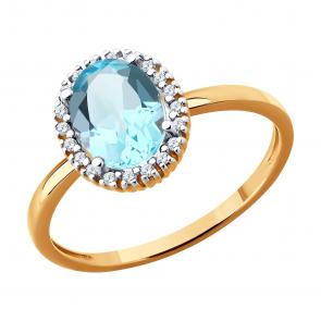 Золотое кольцо SOKOLOV с топазом и бриллиантом 71-00422 фото