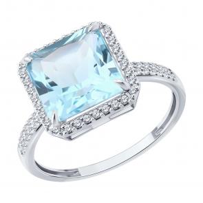 Золотое кольцо SOKOLOV с топазом и бриллиантом 71-00423-3 фото