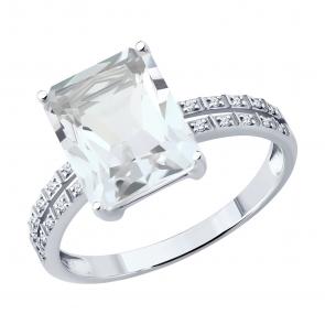 Золотое кольцо SOKOLOV с бриллиантом и горным хрусталём 71-00425-3 фото