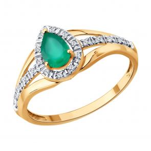 Золотое кольцо SOKOLOV с бриллиантом и агатом 71-00431 фото