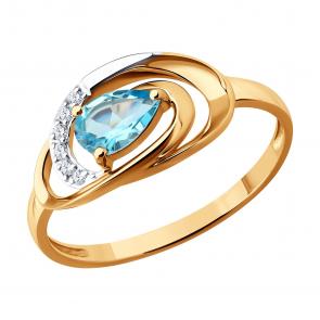 Золотое кольцо SOKOLOV с топазом и бриллиантом 71-00433 фото