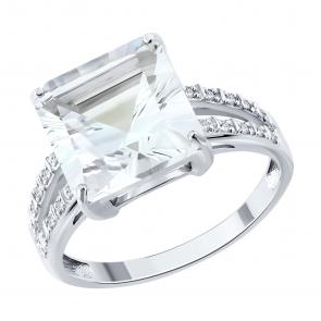 Золотое кольцо SOKOLOV с бриллиантом и горным хрусталём 71-00438-3 фото