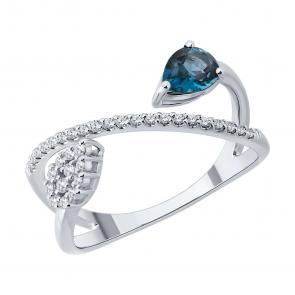 Золотое кольцо SOKOLOV с бриллиантом и Лондон топазом 71-00443-3 фото