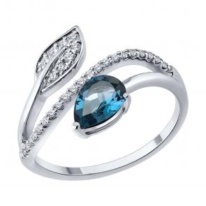 Золотое кольцо SOKOLOV с бриллиантом и Лондон топазом 71-00444-3 фото