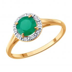 Золотое кольцо SOKOLOV с бриллиантом и агатом 71-00450 фото