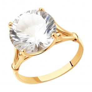 Золотое кольцо SOKOLOV с горным хрусталём 711218 фото