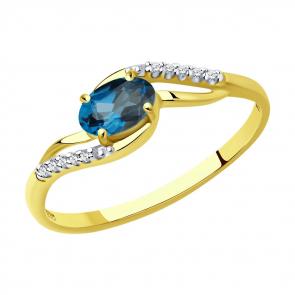 Кольцо из лимонного золота SOKOLOV с фианитом и Лондон топазом 714122-2 фото