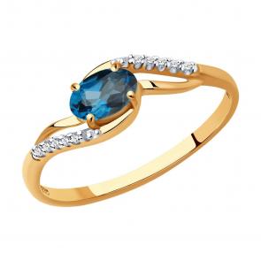 Золотое кольцо SOKOLOV с фианитом и Лондон топазом 714122 фото