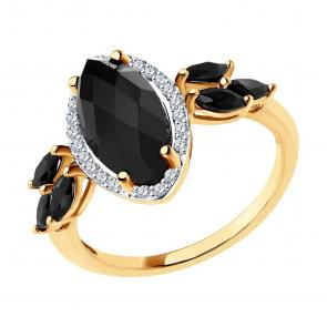 Золотое кольцо SOKOLOV с агатом, фианитом и шпинелью 714261 фото