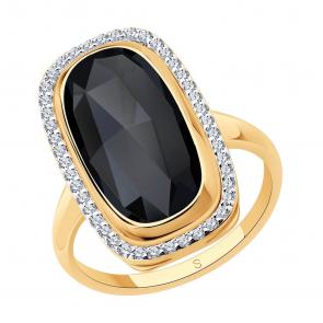 Золотое кольцо SOKOLOV с фианитом и агатом 714351 фото