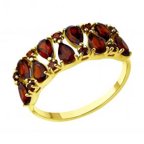Кольцо из лимонного золота SOKOLOV с гранатом 714434-2 фото