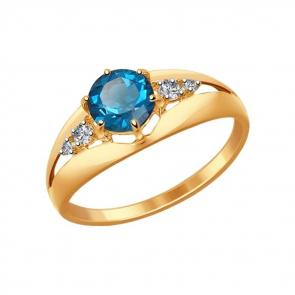 Золотое кольцо SOKOLOV с топазом, фианитом и Лондон топазом 714439 фото