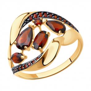Золотое кольцо SOKOLOV с гранатом 714475 фото