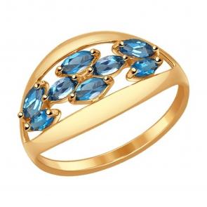 Золотое кольцо SOKOLOV с Лондон топазом 714543 фото