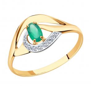 Золотое кольцо SOKOLOV с фианитом и агатом 714645 фото