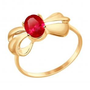 Золотое кольцо SOKOLOV с рубиновым корундом 714705 фото